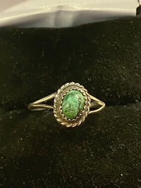 Vintage Native American Sterling Silver Turquoise Ring Size 6.5